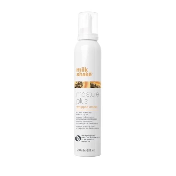 Milk Shake MOISTURE PLUS WHIPPED CREAM drėkinamosios putos sausiems plaukams Milk Shake MOISTURE PLUS WHIPPED CREAM drėkinamosios putos sausiems plaukams
